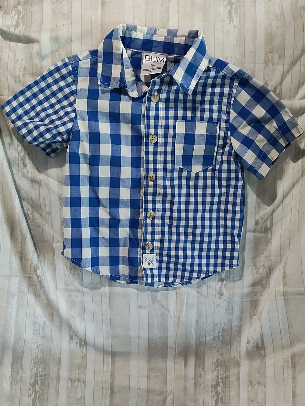 BUM Essentials Blue Gingham Short-Sleeve Button-Down Shirt